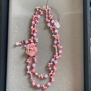 5 for $30 Freshwater pink pearl and rose quartz necklace